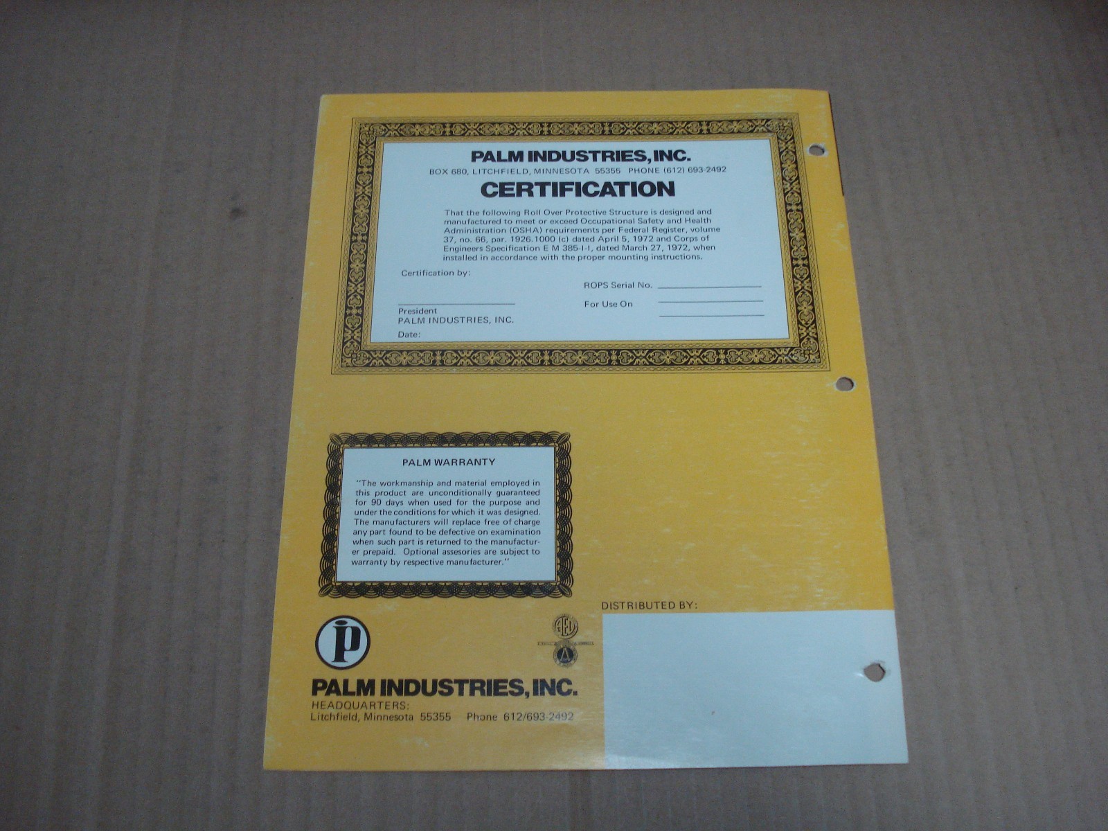 Palm Industries Roll-Over Protective Structures Brochure