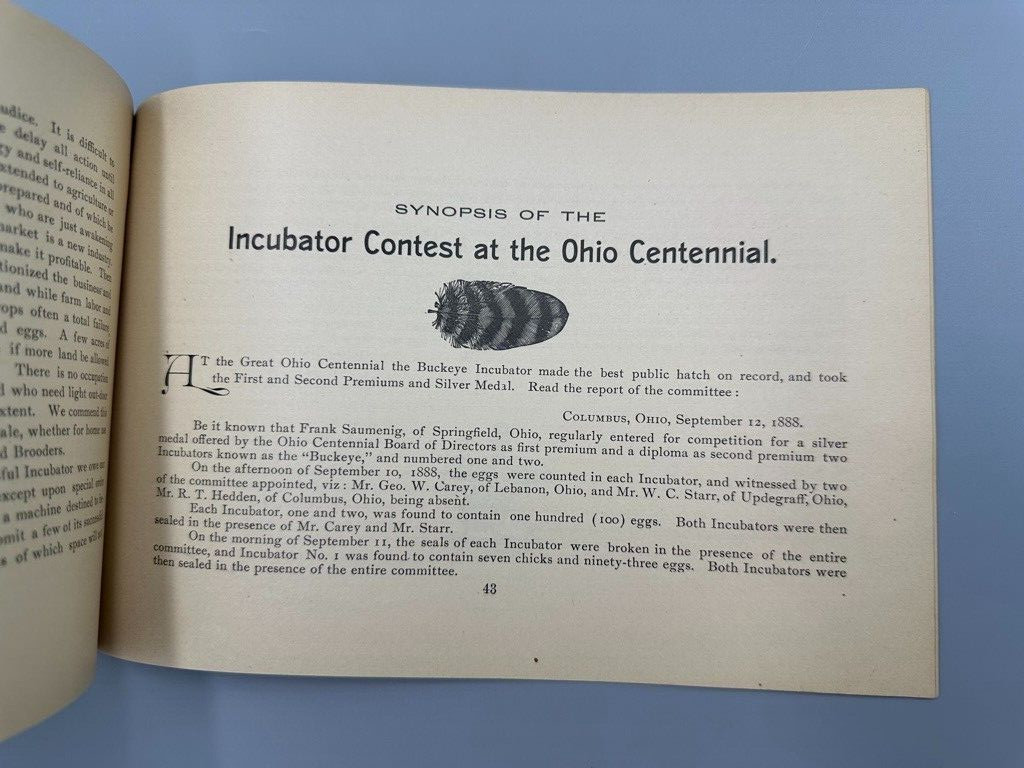 Rare 1893 BUCKEYE INCUBATOR CO Chicken CHICKS Farm Advertise BOOK Springfield OH