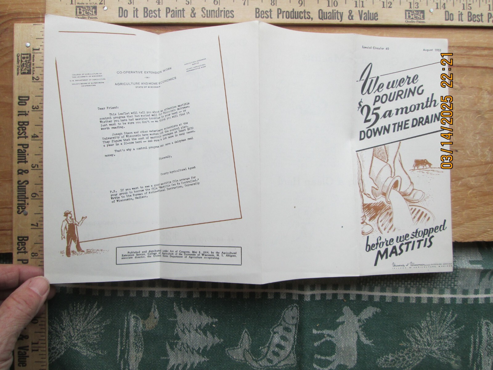 before we stop mastitis in milk cows university of Wis brochure 1955