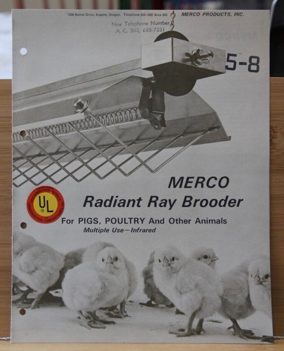 Dealer Brochure MERCO Radiant Ray Brooder Pigs Poultry Livestock Eugene Oregon