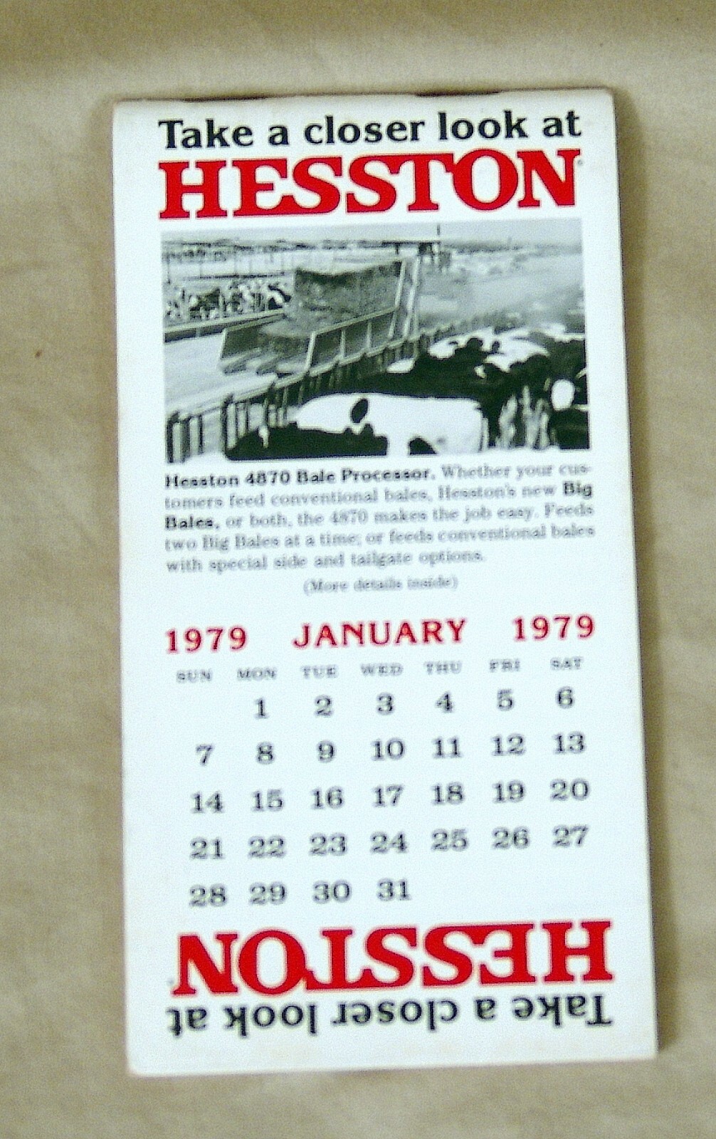 Vintage Hesston Corporation January 1979 Pocket Note Pad – UNUSED!