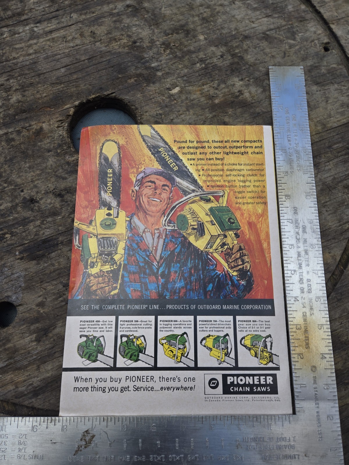 Vintage 1960&rsquo;s Pioneer (OMC) Chainsaw Brochure For 11-10 & 14-10 Wildcat I & II