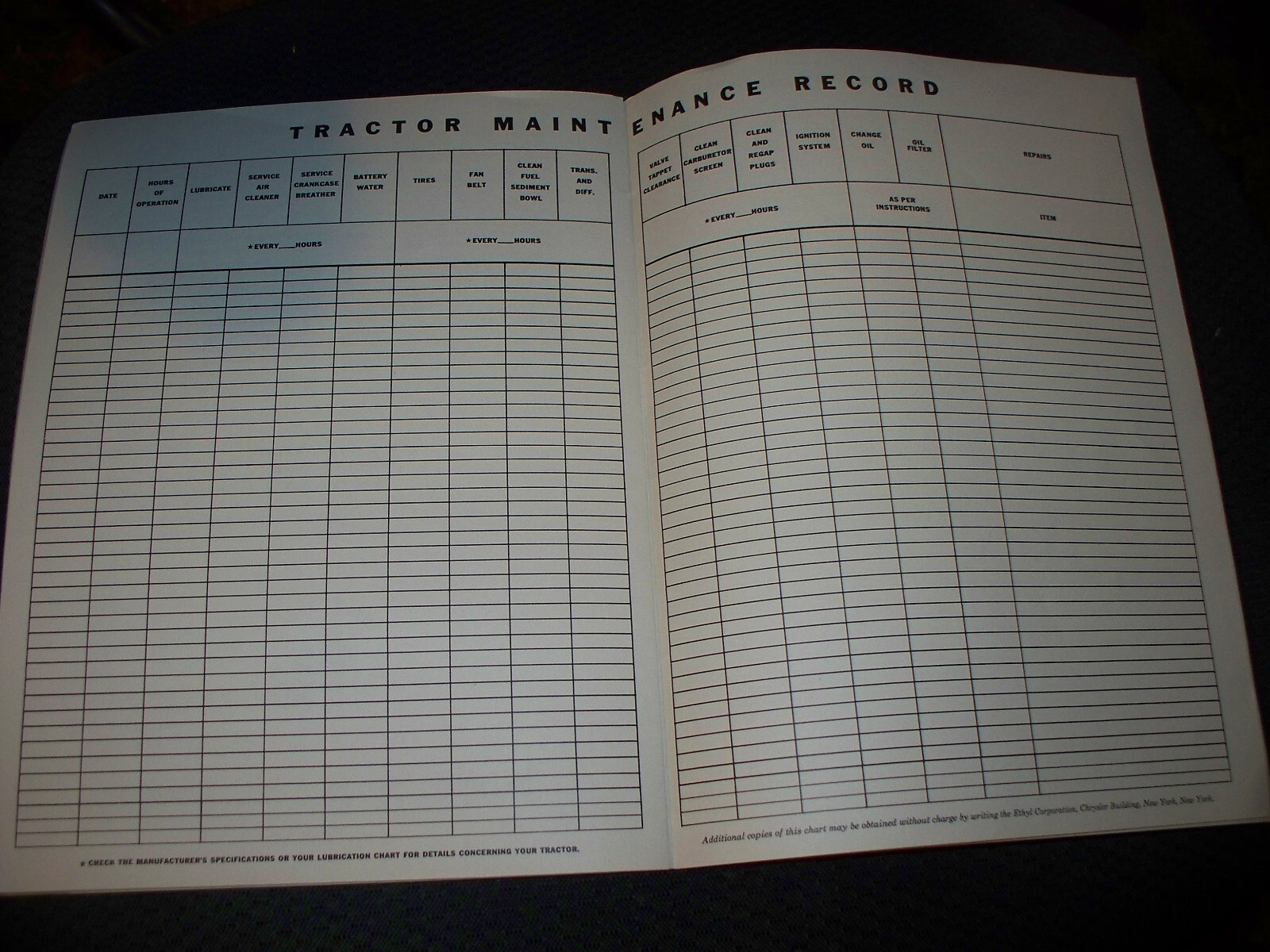 1940&rsquo;s WWII Wartime Tractor Maintenance & Tuneup Booklet From Ethyl Corporation