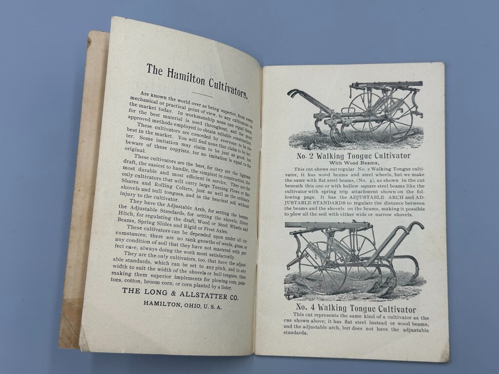 c 1890 Long & Allstatter Rake Cultivator FARM ADVERTISING Catalog HAMILTON Ohio