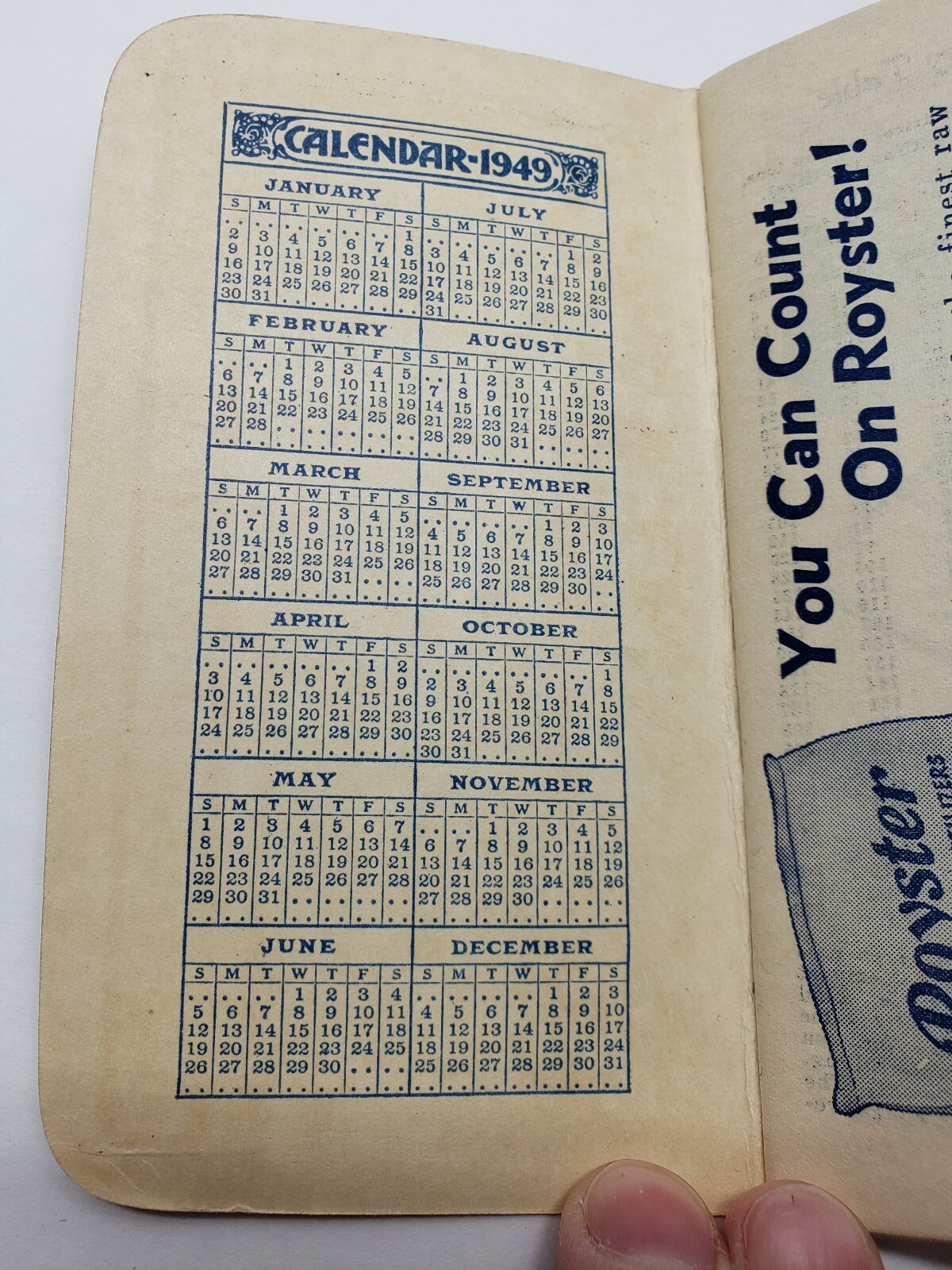VINTAGE 1949 ROYSTER FERTILIZER NOTE PAD GUANO CO. TOLEDO OHIO INDIANAPOLIS IN.