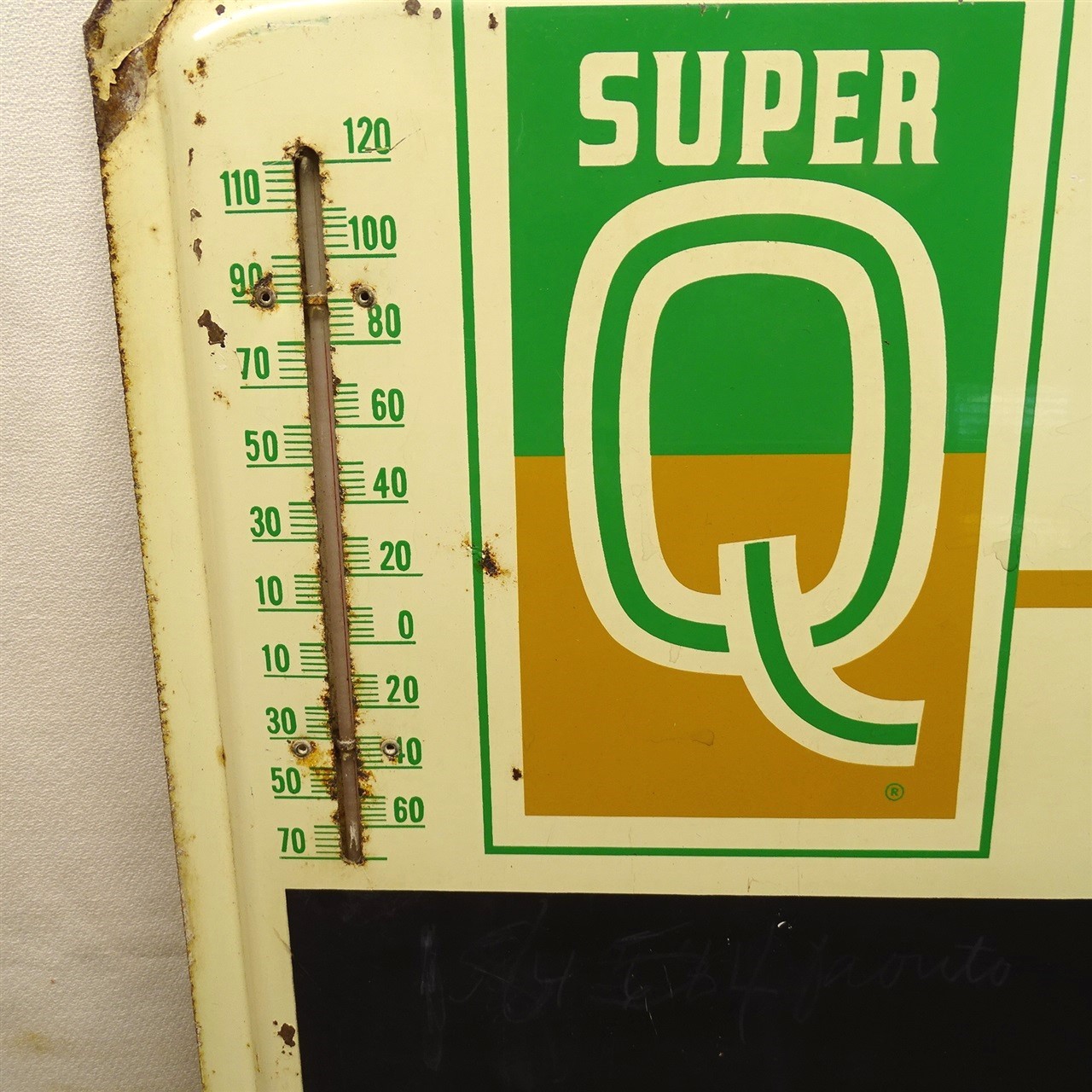 Vintage Super Q Fertilizer Sign Therm, V-G Chem. Co. Ag-Farm Ad, Metal 18&Prime; X 24&Prime;