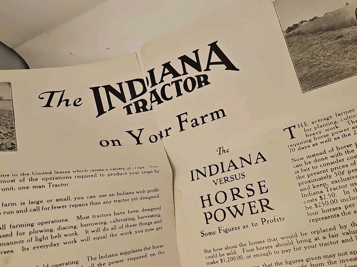 indiana tractor brochure and letter gas engine farm hit miss etc