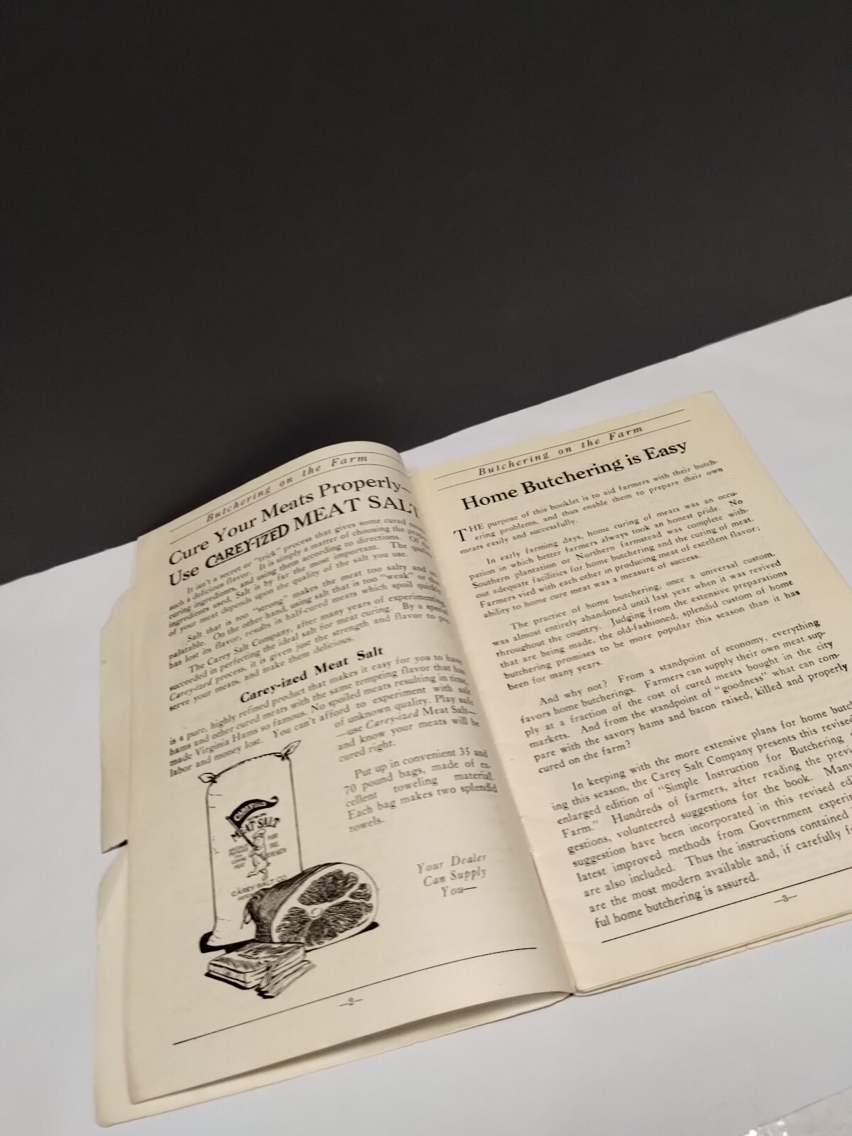 Vintage MEAT PRODUCTION On The FARM Bklet & 1922 Simple Instructions for Butcher