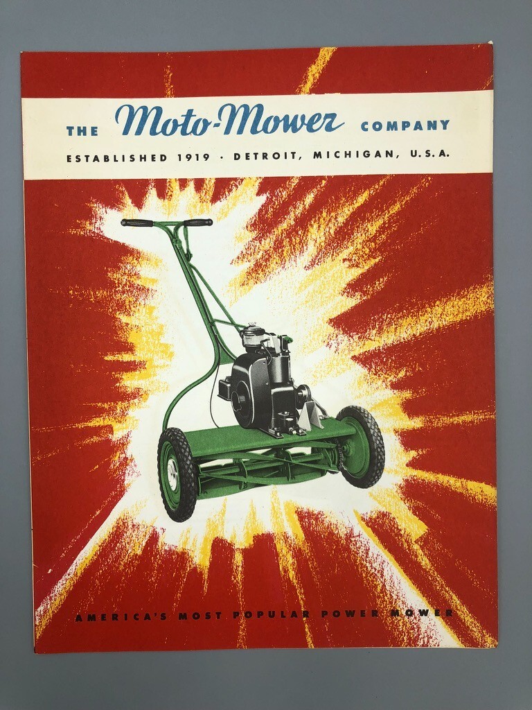 1940s MOTO-MOWER Co REEL LAWN MOWER Vintage ADVERTISE Brochure BRIGGS & STRATTON