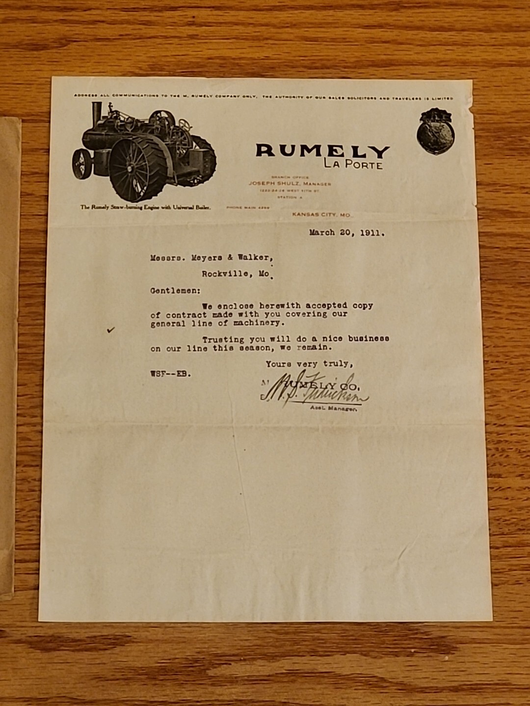 1911 M Rumely Co Letterhead Correspondence La Porte IN Steam