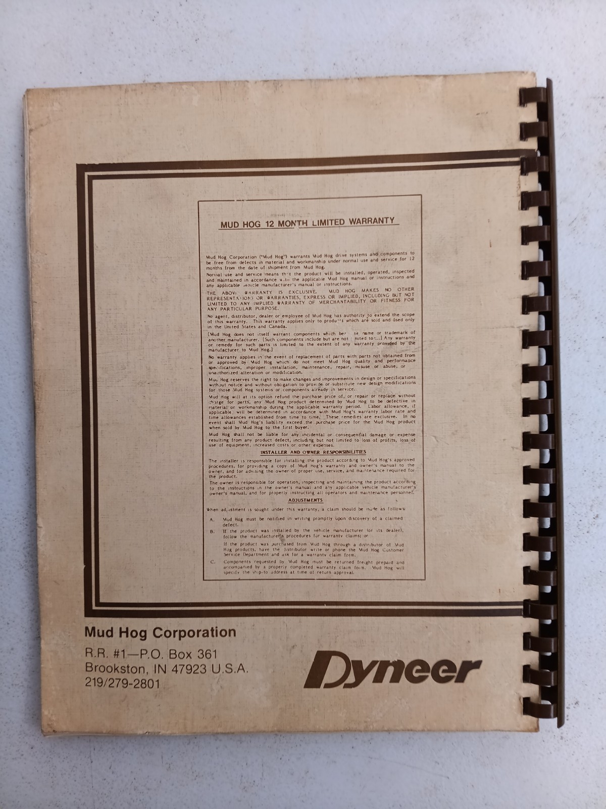 MUG-HOG WHEEL DRIVE SYSTEM PRODUCT SUPPORT LITERATURE 1984 Combines Pickers