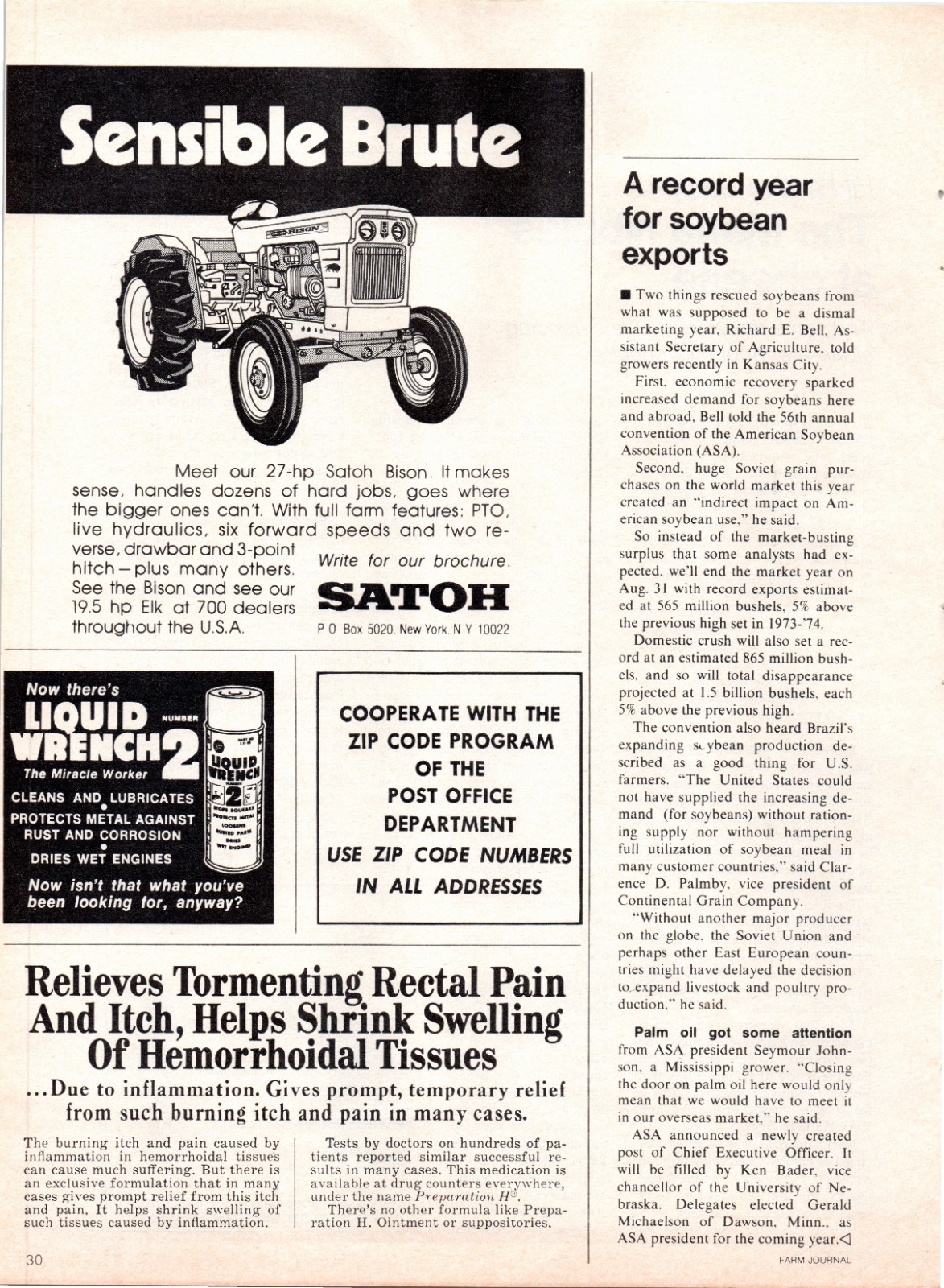 1971 Satoh Bison Hydraulic Farm Tractor 70&rsquo;s Vintage Print Ad