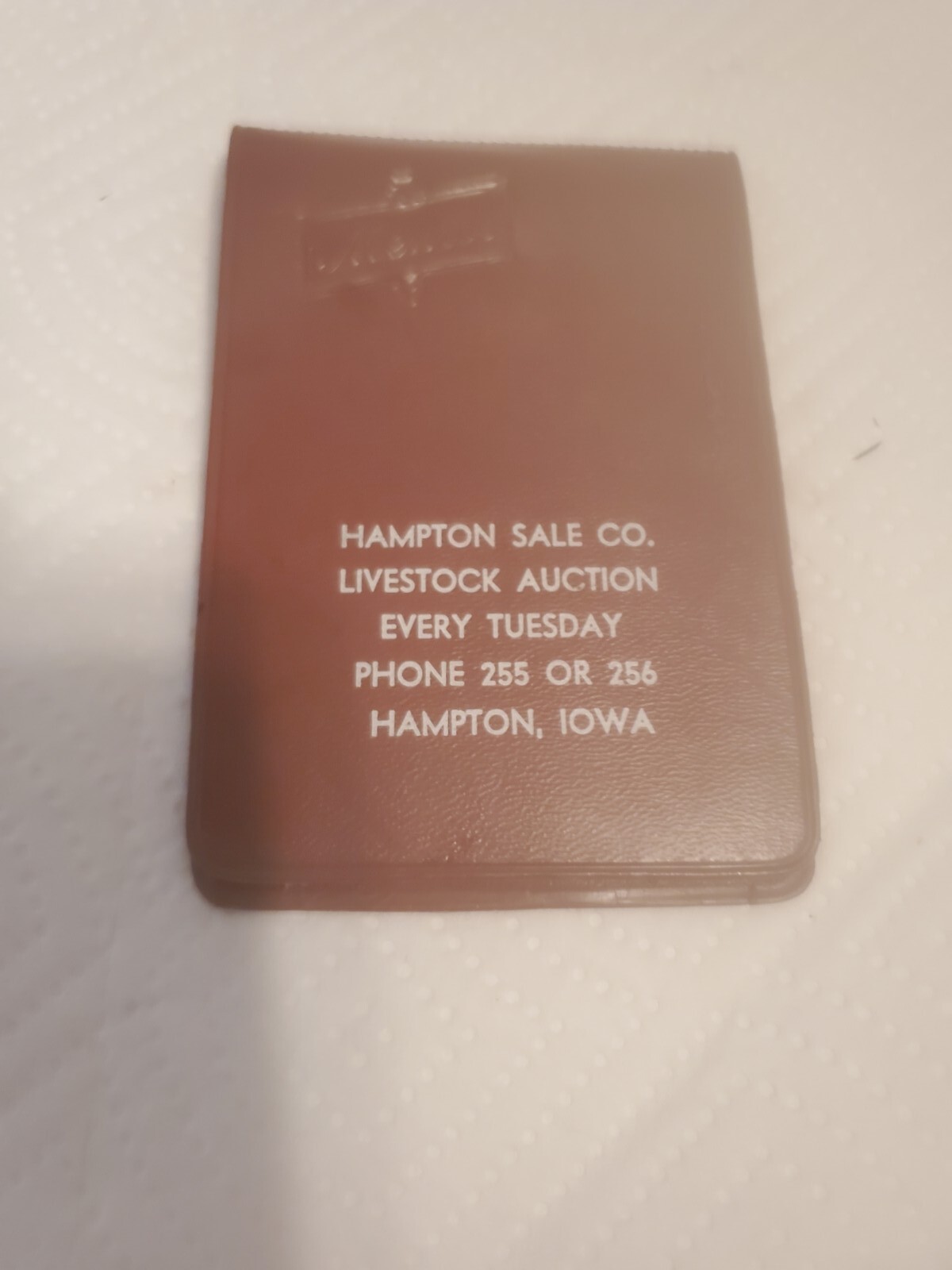 Vinyl memo book Hampton sale company Hampton iowa livestock auction notes