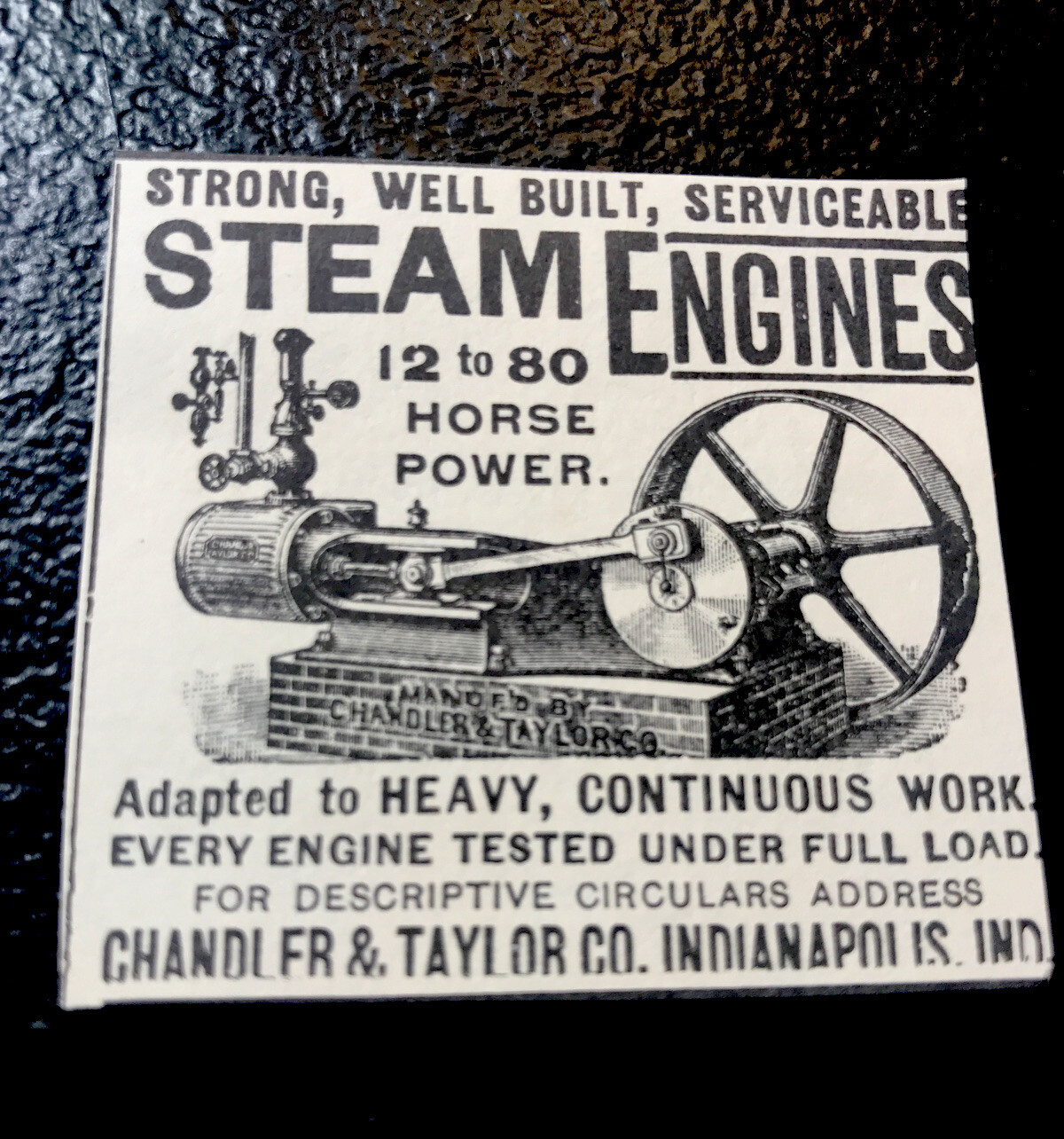 1889 Chandler & Taylor Steam Engines Farm Advertising – Indianapolis – Indiana