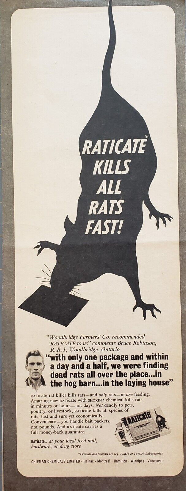 1966 Raticate Gets Rid Of All Rats Fast With Only One Package Print Ad