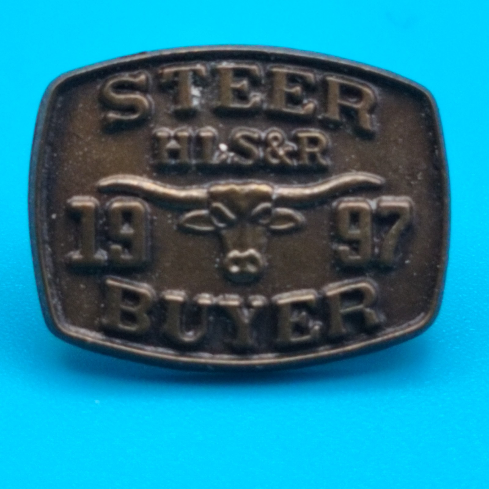 1997 HLS&R Steer Buyer Pin Houston Livestock Show Rodeo Agricultural Advertising