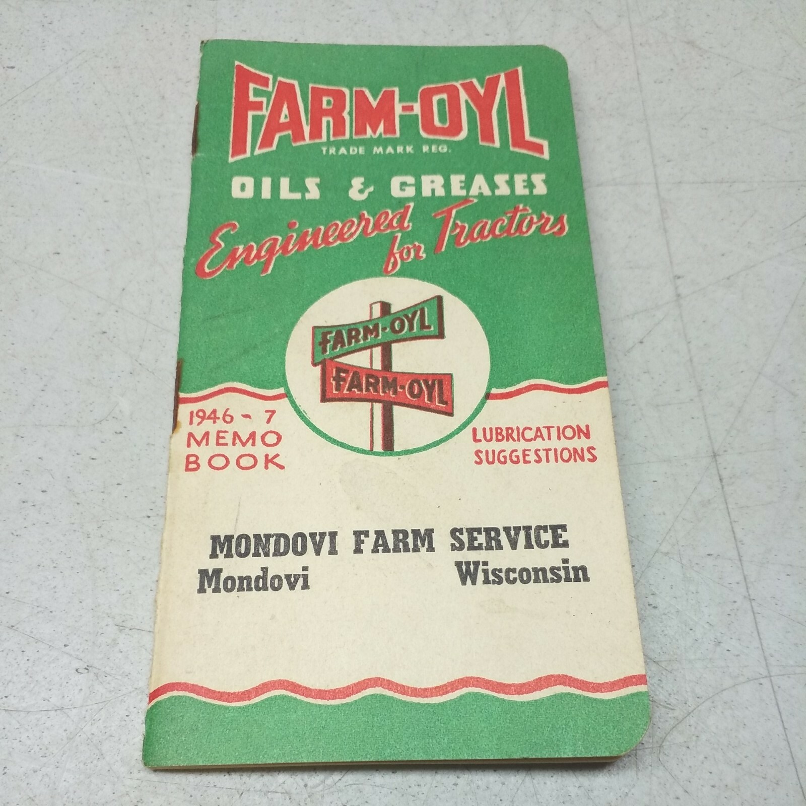 Farm Oyl Memo Book 1946 47 Petroleum Advertising Mondovi Farm Center Wisconsin