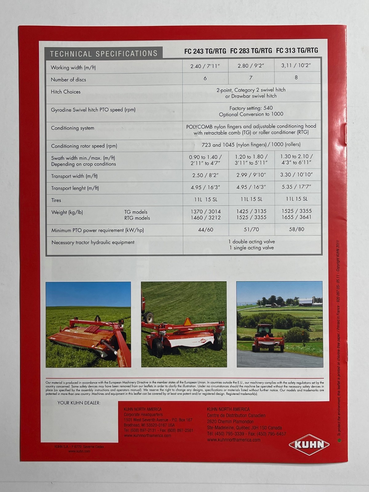 Kuhn FC 243 – 313 Trailed Mower Conditioners Sales Brochure *Showroom Booklet*