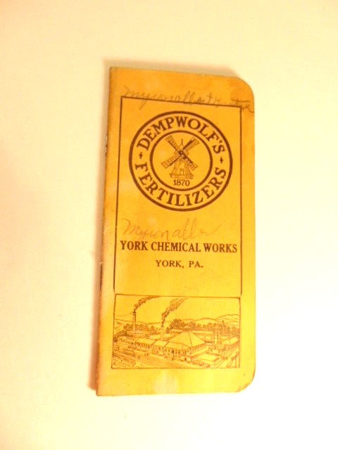 circa 1937 Dempwolf&rsquo;s Fertilizers notebook, York Chemical Works, York, PA