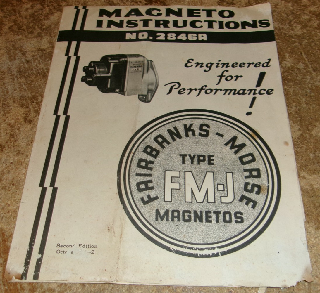 vintage fairbanks-morse FM-J magneto instructions in fair shape used