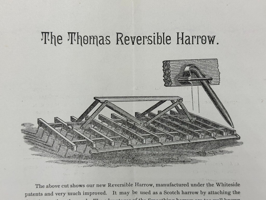 1885 THOMAS HARROW Circular FARM MACHINERY Antique Advertising GENEVA NY flyer