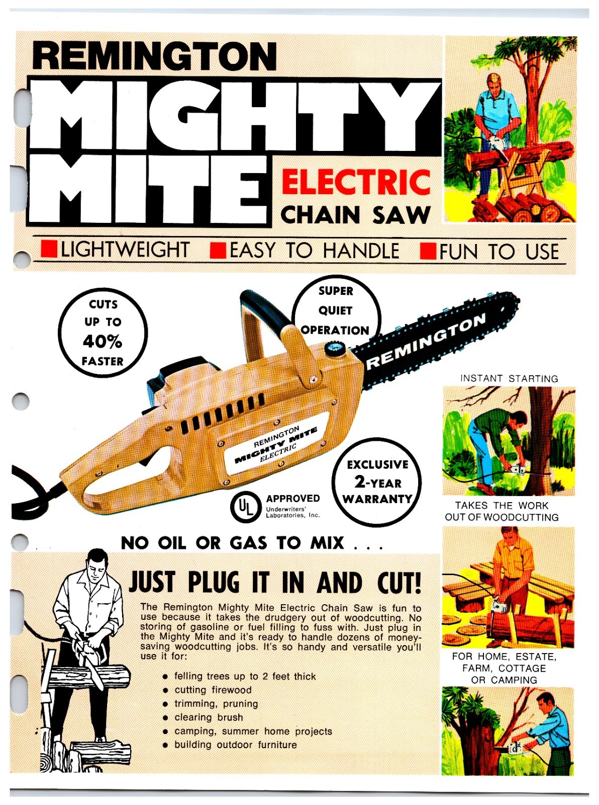 Original 1970s Remington Chainsaw Sales Sheet (Mighty Mite Models) Info Sheet