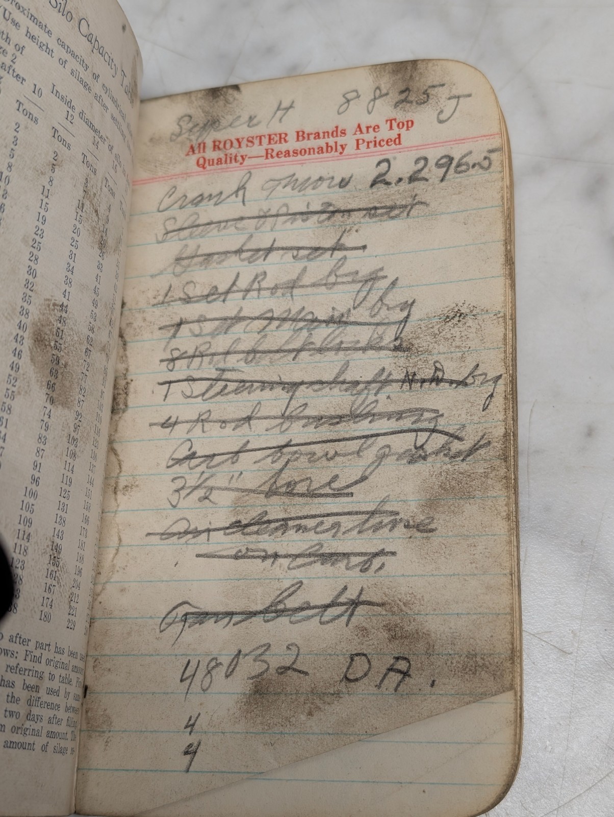 FS Royster Guano Co Pocket Memo Book Calendar Advertising Fertilizer Notes