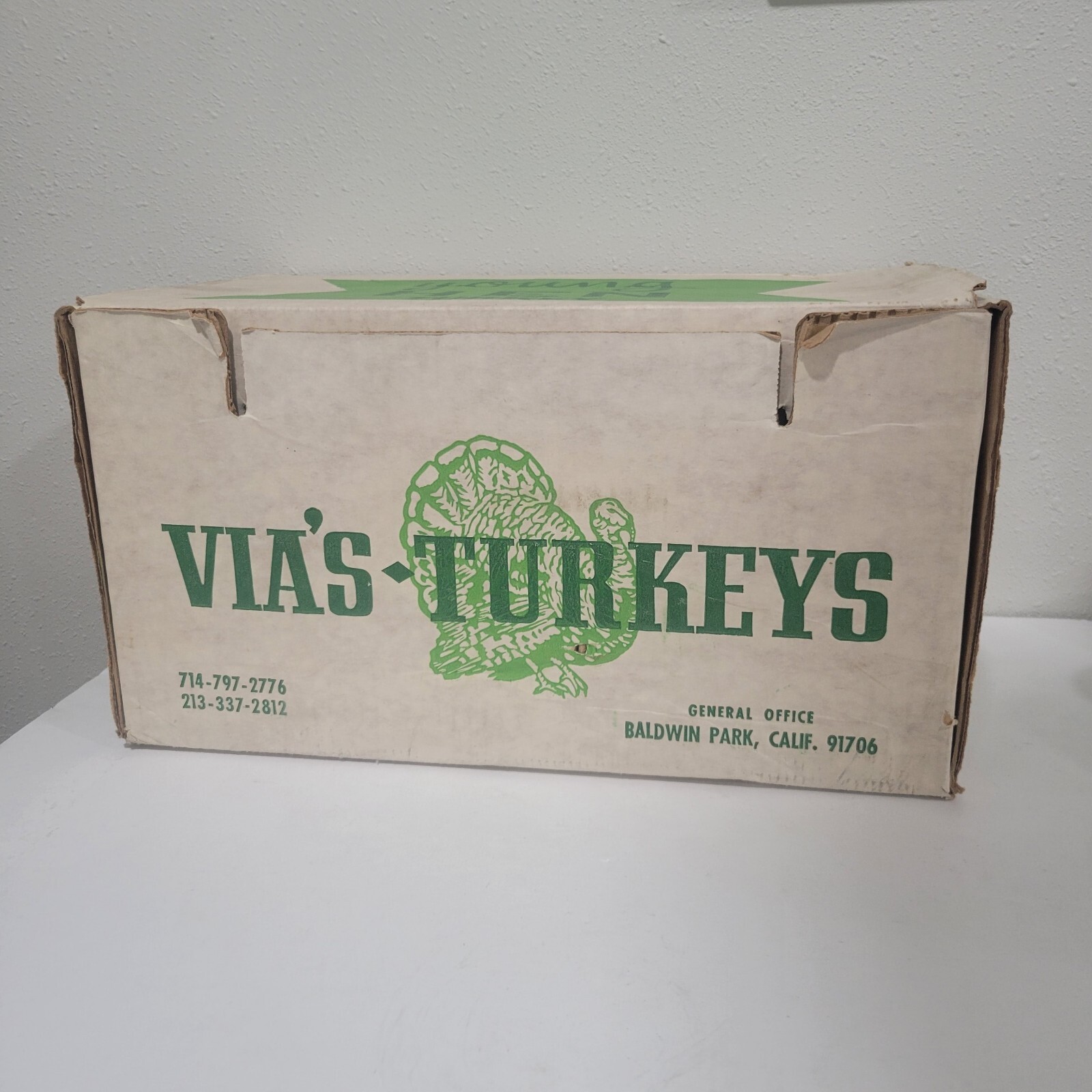 Vintage Cardbord Box Via&rsquo;s Turkeys Yucaipa Baldwin Park