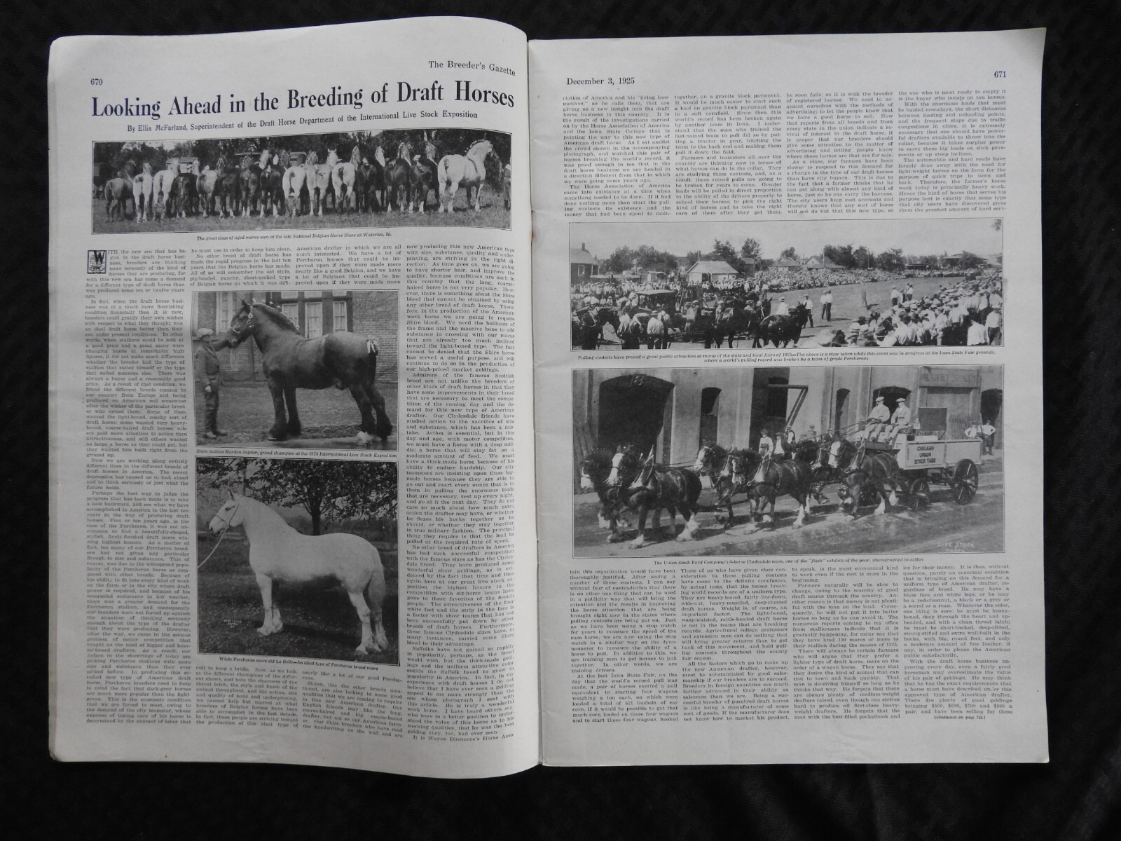 1925 Breeder&rsquo;s Gazette Magazine – cattle rancher farmer horse show VERY GOOD