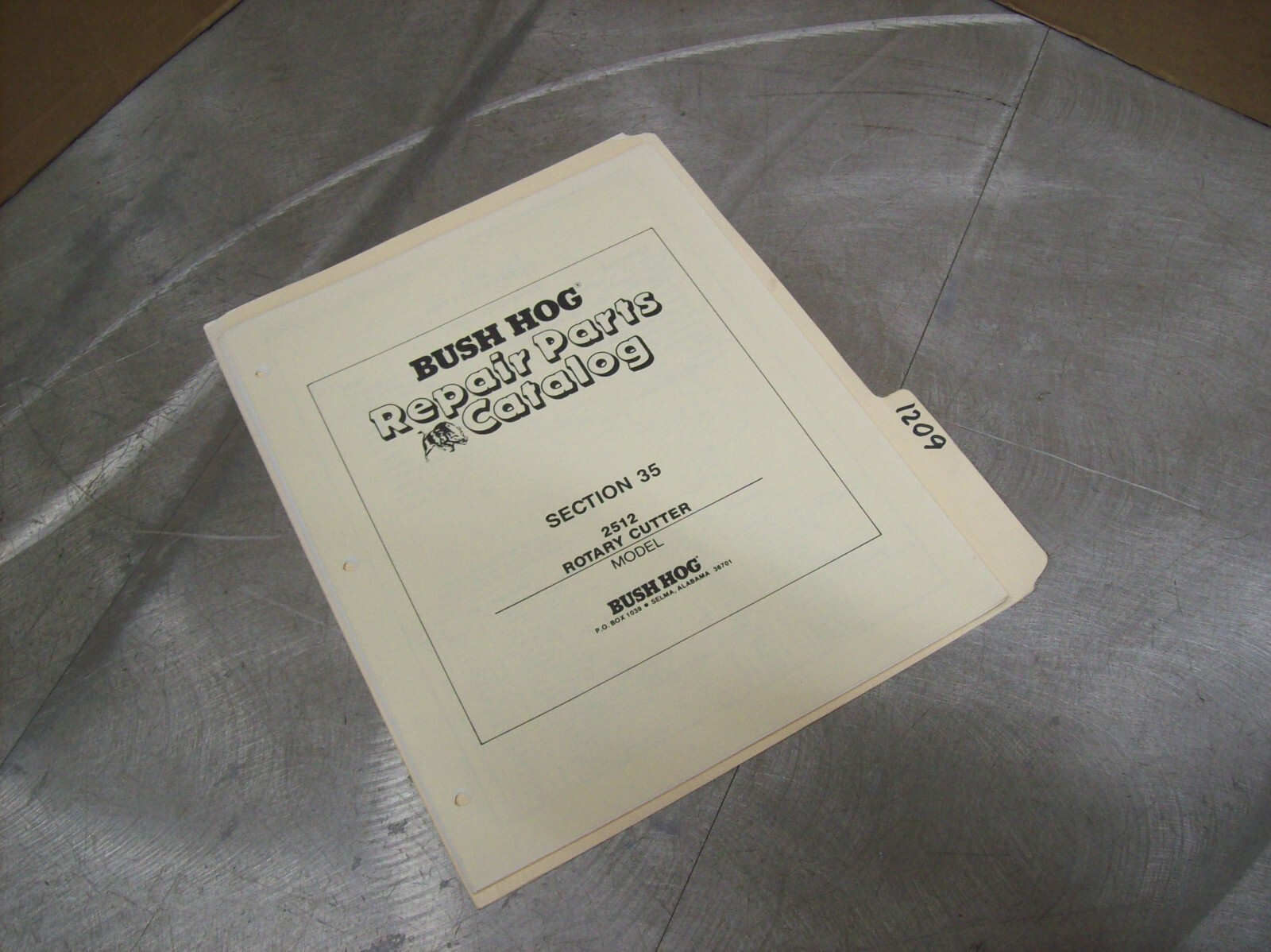 1209) Bush Hog Parts Manual – LOOSE LEAF – 2512 Rotary Cutter Mower
