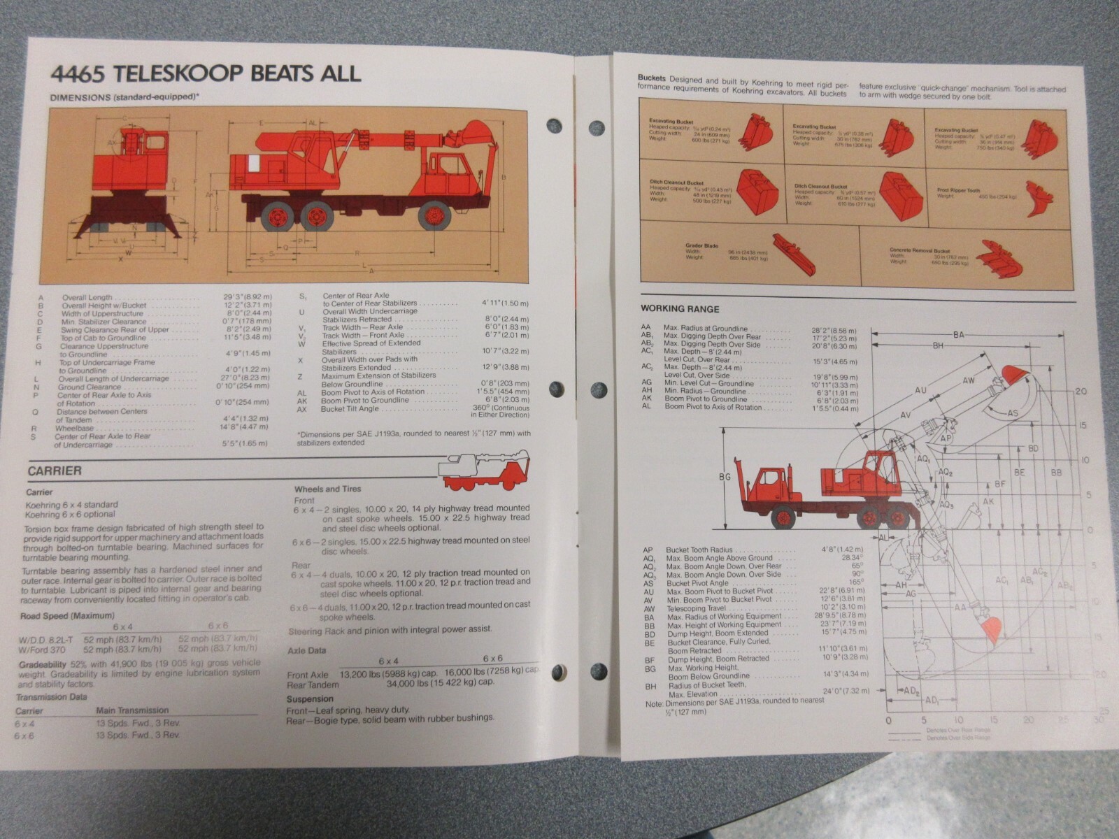 Koehring 4465 Excavator Sales Brochure 10 Page