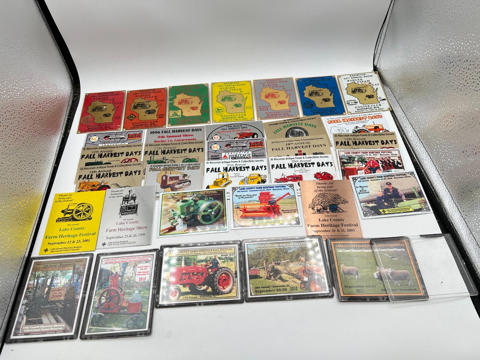 Lot Of 26 2000&rsquo;s Wisconsin & IL Tractor Steam Farm Show Metal Plaques / Plates