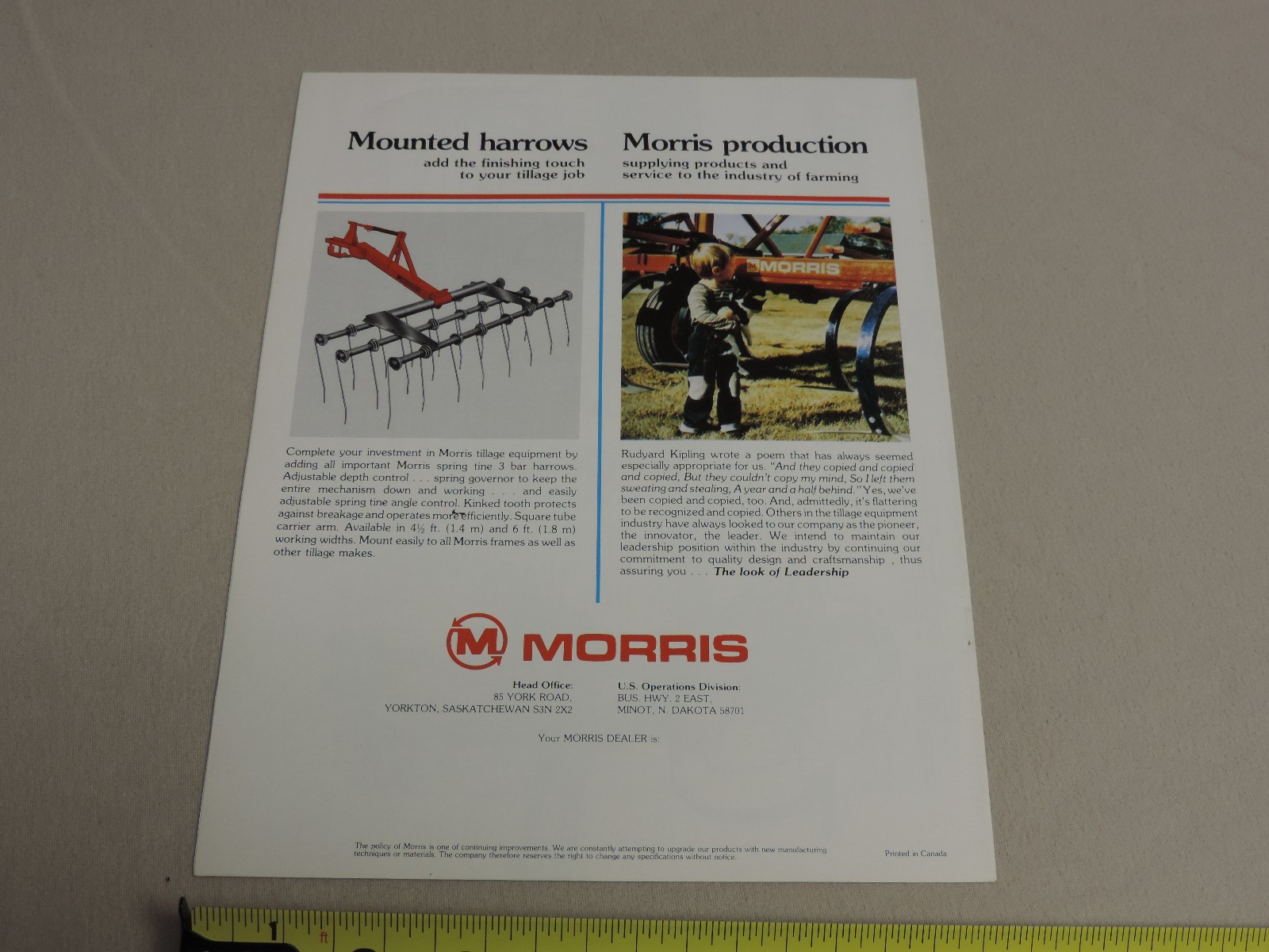 Morris Rod Weeder mutiplex tillage sales brochure 8pg ORIGINAL farm equipment