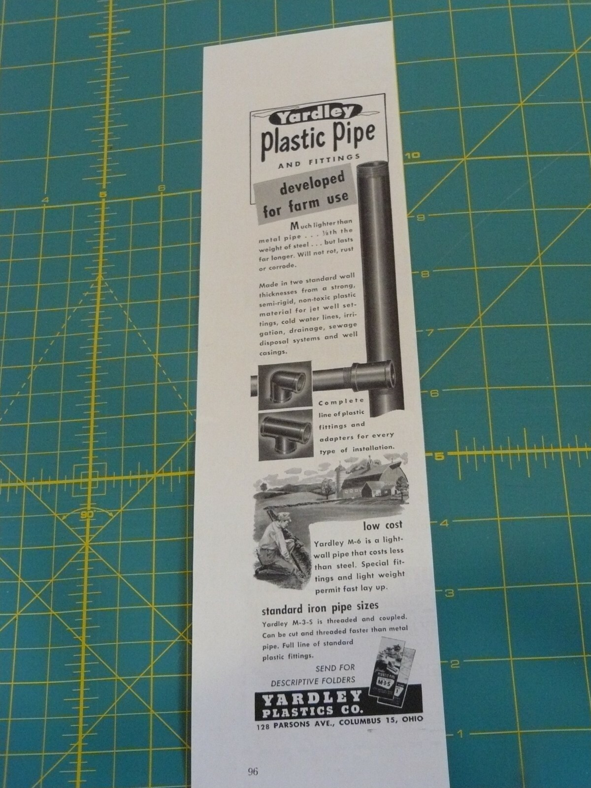THE FARM QRTLY- AUTUMN 1951 -ad- YARDLEY PLASTIC PIPES & FITTINGS / Columbus, OH