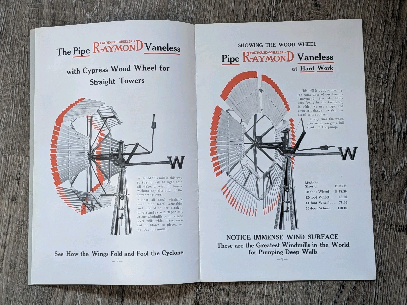 Advertising ALTHOUSE WHEELER WAUPUN Wisconsin Windmill Sales Brochure Catalog