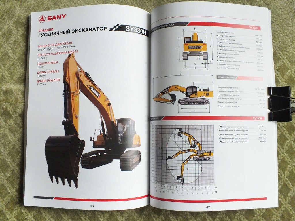 SANY Excavators Model Range Construction Equipment China Brochure 2024