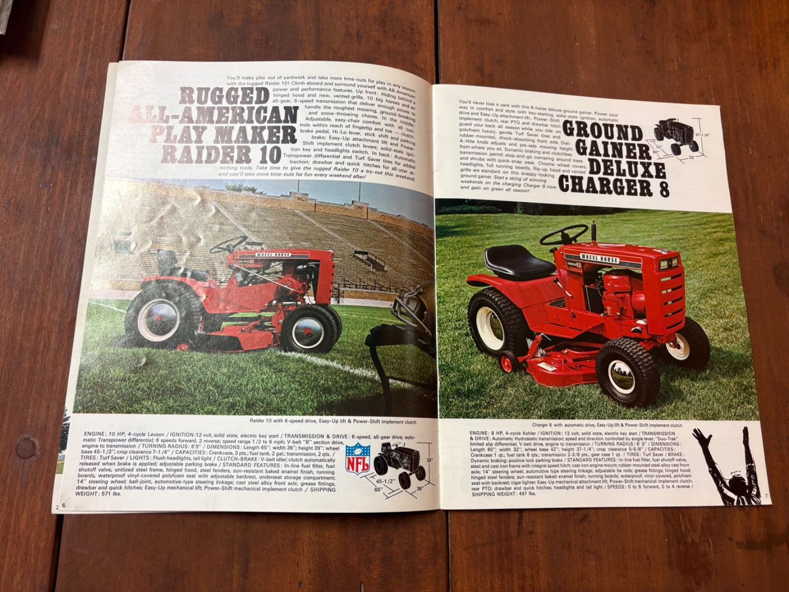 1970 Wheel Horse Garden Tractors Brochure NFL GT-14 Electro 12 Charger 10 12