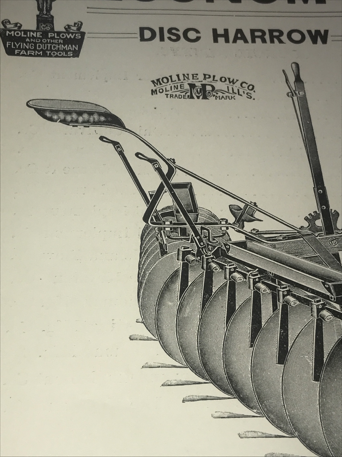 ORIGINAL 1905 Nebraska Moline Plow Farm Advertising – Omaha – Disc Harrow