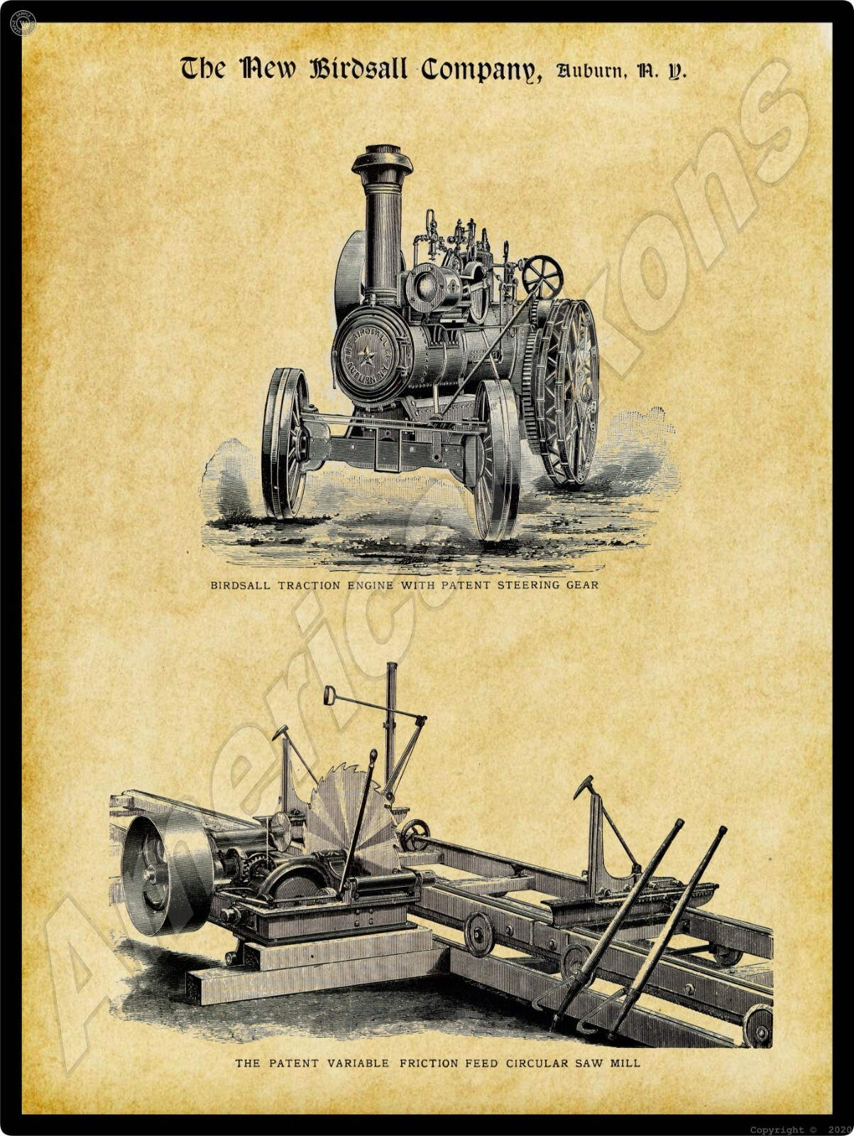 1897 Birdsall Traction Engine NEW Metal Sign – 24&Prime;x30&Prime; USA STEEL XL Size 7 lbs