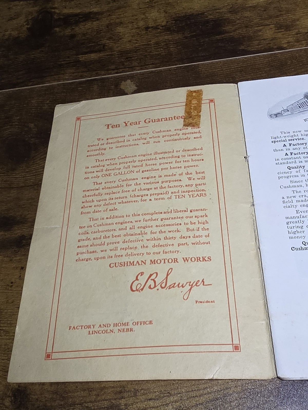 Original 1915 Cushman Motor Works Catalog Brochure Hit Miss Engine Lincoln