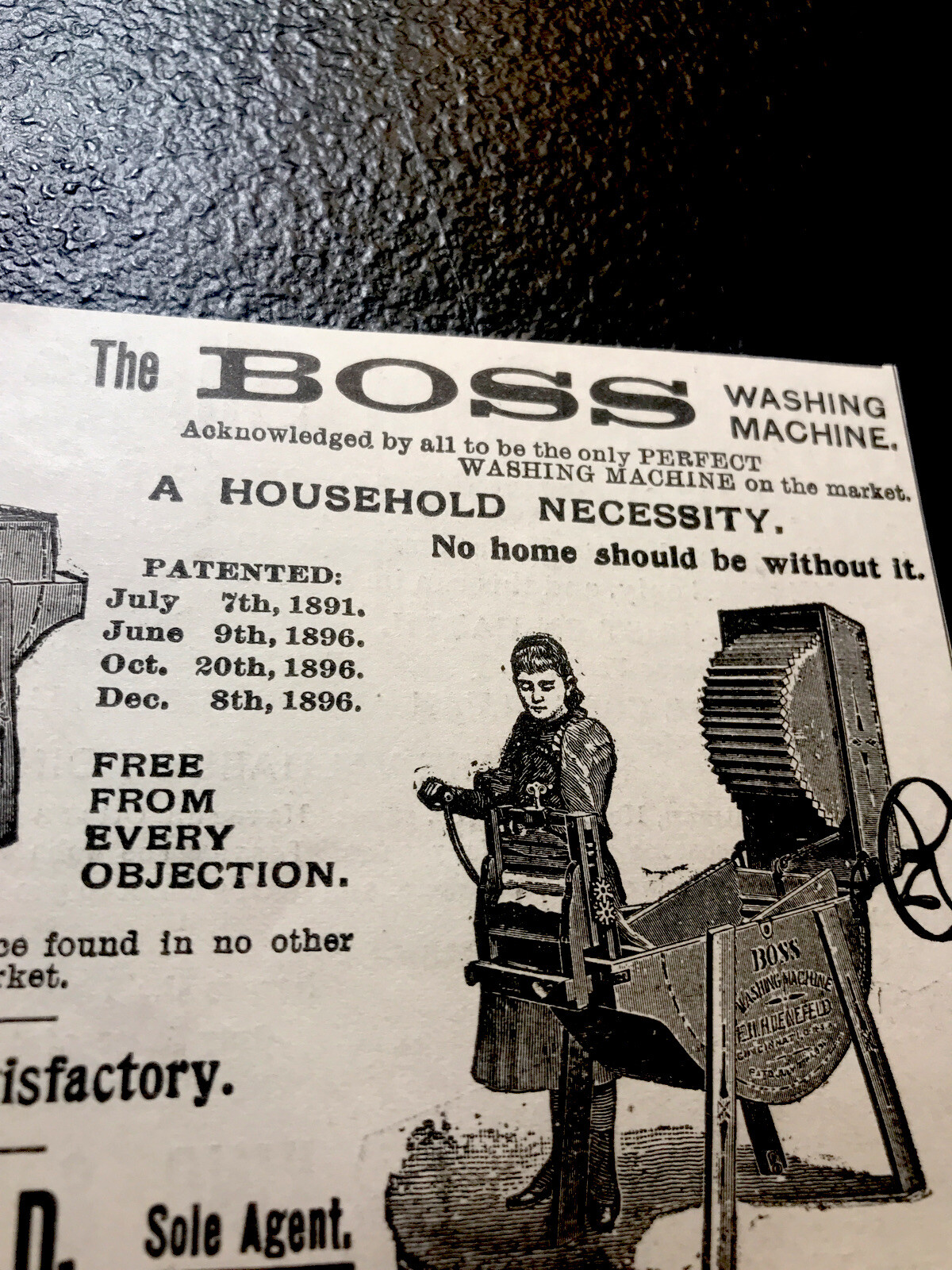ORIGINAL 1897 Boss Washing Machine Farm Advertising – Cincinnati – Ohio