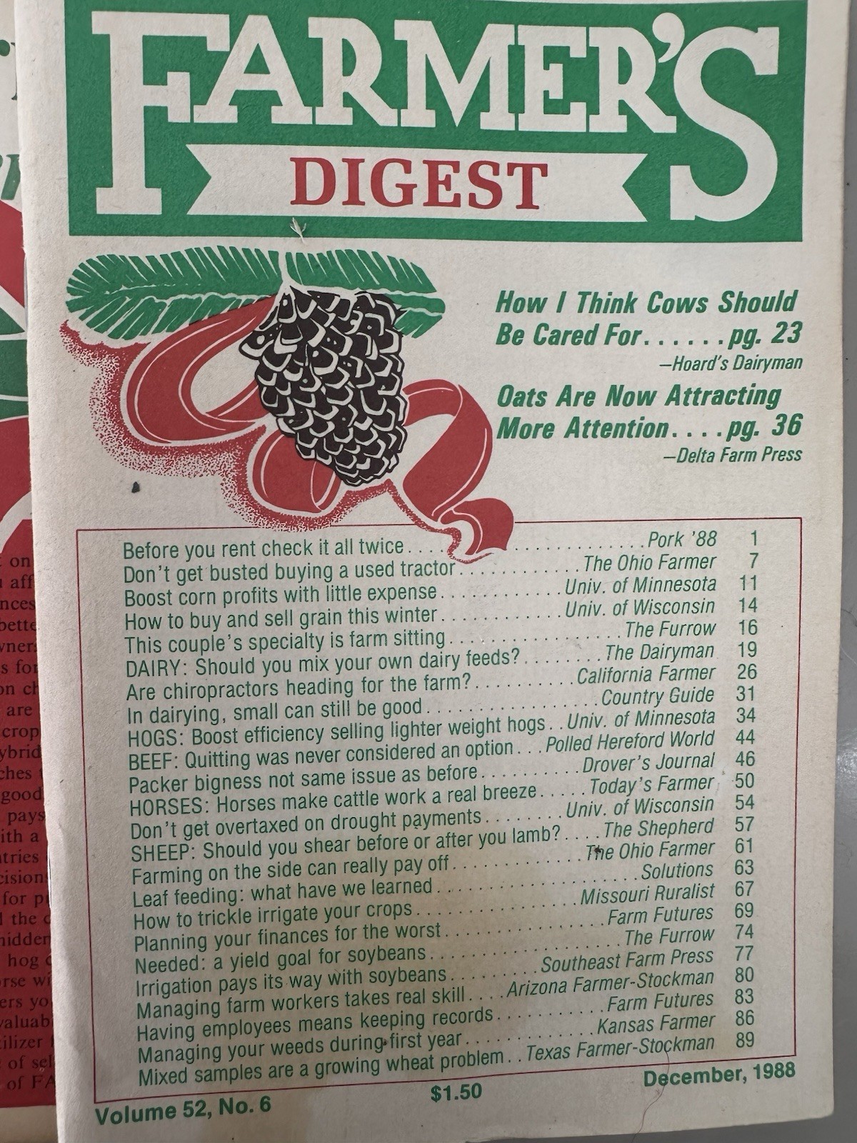 16 Farmers Digest Magazines 1975, 1976, 1988. Weather Plantain Fields Cows.