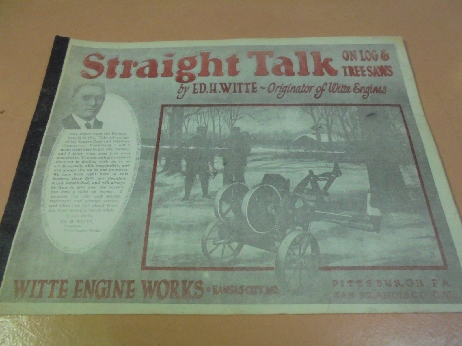 Vintage Reprint of Witte Engine Works Catalog Straight talk on Log and Tree Saws