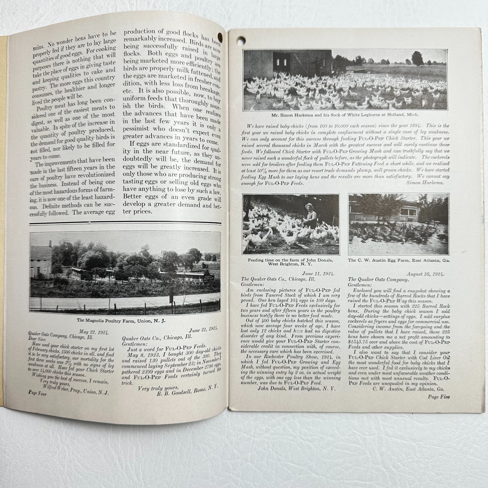1925 Ful O Pep Quaker Oats Poultry Chickens Book 8th Edition & Original Envelope