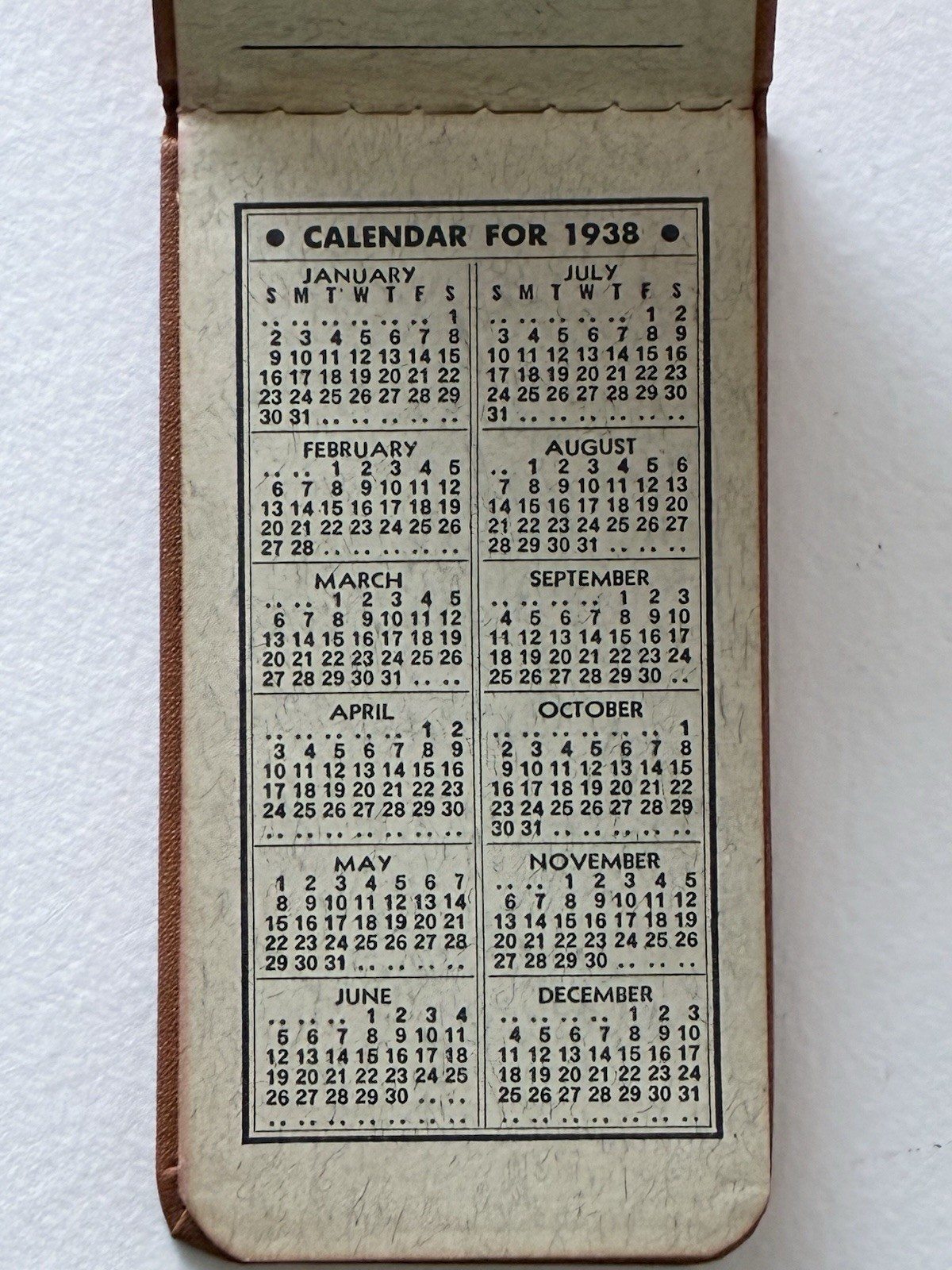 1938 Farmers Livestock Commission National Stock Yards IL Calendar Mini Notebook