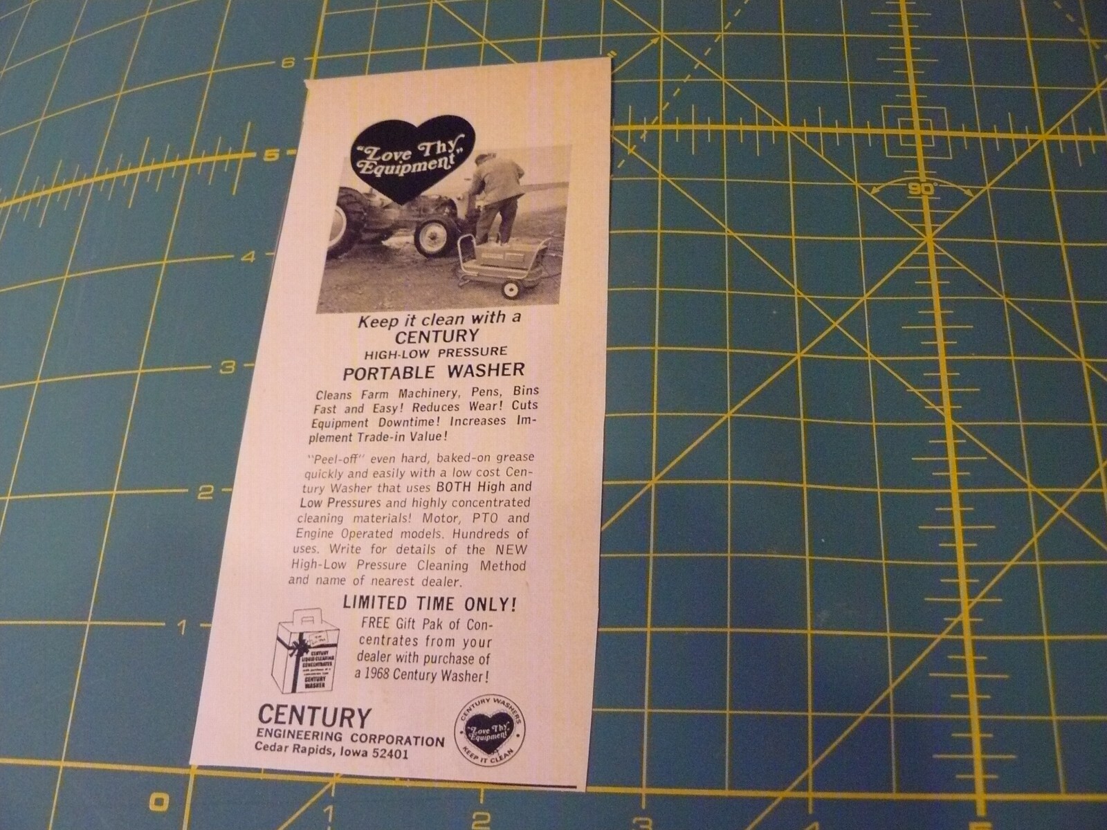 The FARM QUARTERLY -AD- SUMMER 1968 -PORTABLE PRESSURE WASHER / CEDAR RAPIDS, IA