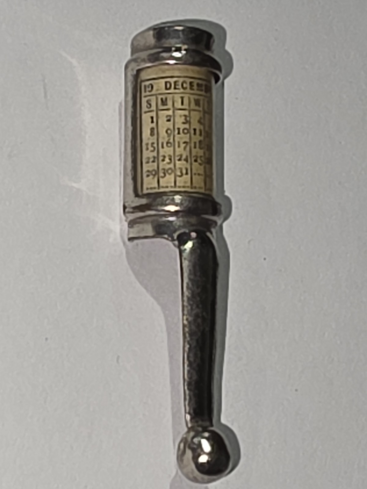 Vintage Pencil Clip, Stamped July 27, 1914 w/December 1918 Paper Calendar