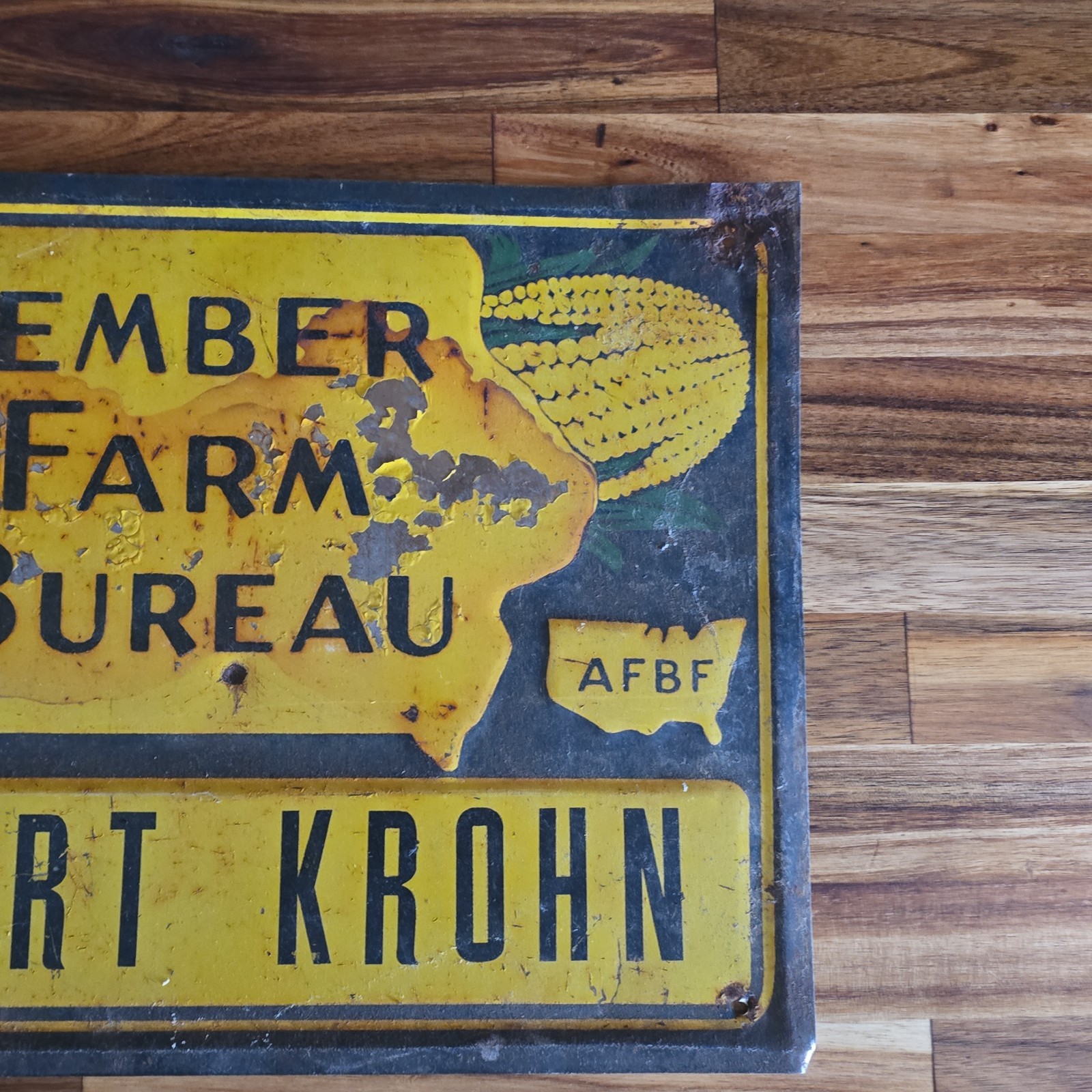 Vintage Iowa Member Farm Bureau Sign 14&Prime; x 9.75&Prime;