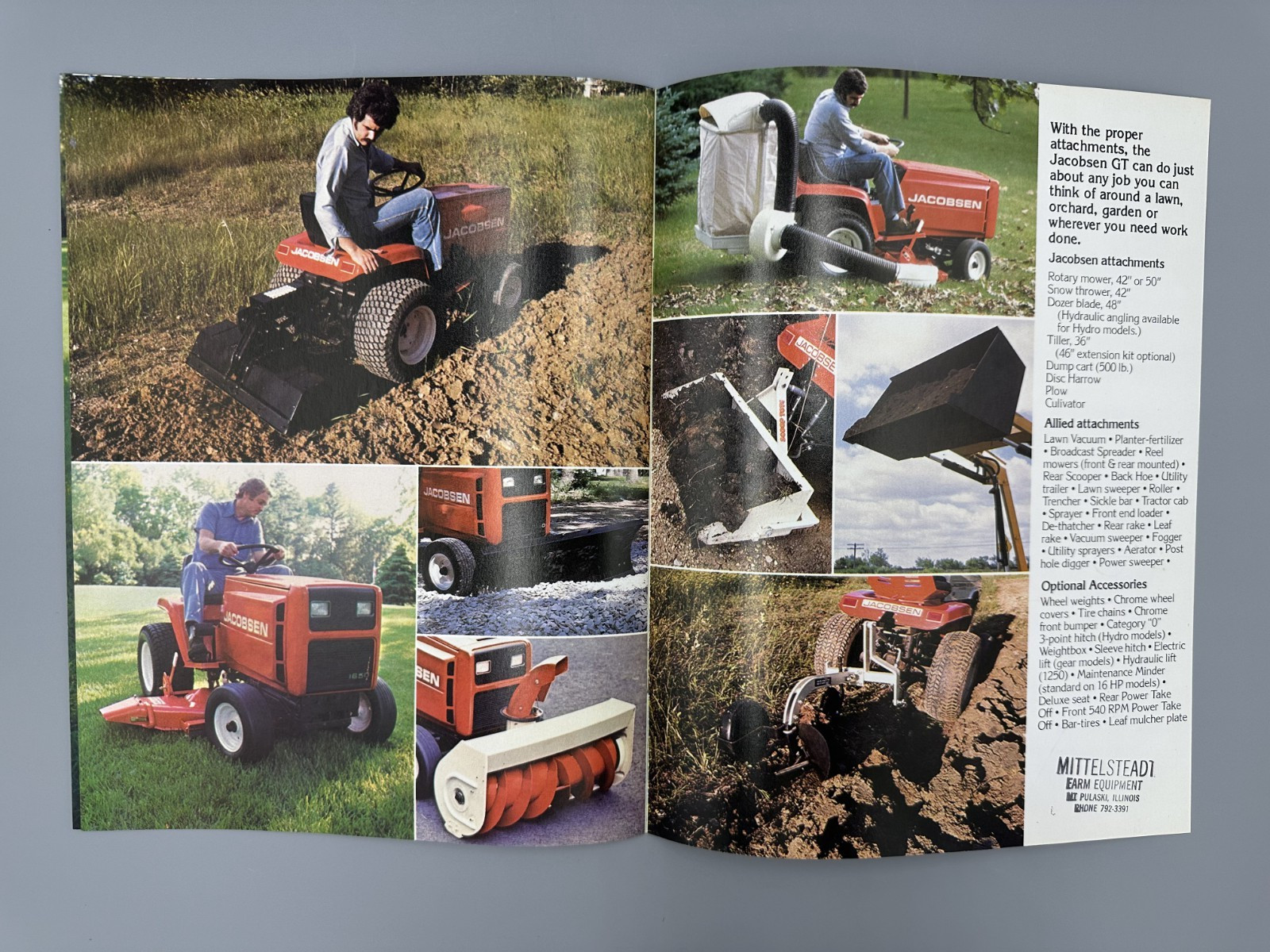 1977 JACOBSEN GARDEN TRACTORS Riding Mower Advertising Catalog Vintage