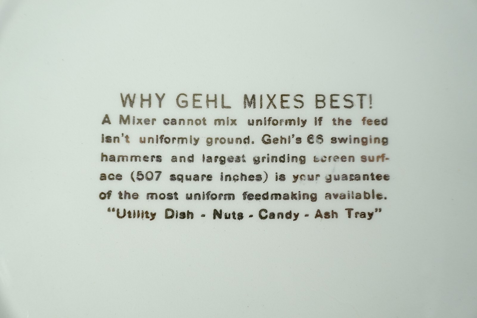 Gehl Vtg Farm Feed Mixer Advertiser Customer Premium Tray Dish For Nuts Candy